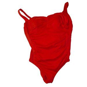 Lindex RED European Designer ruched one piece bathing suit 44 12